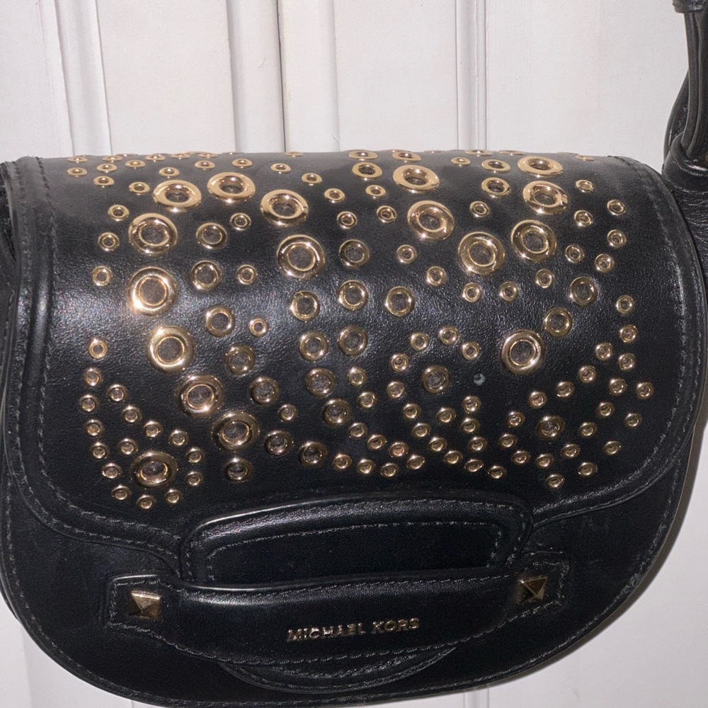 Michael Kors Black Crossbody Bag with Gold Accents